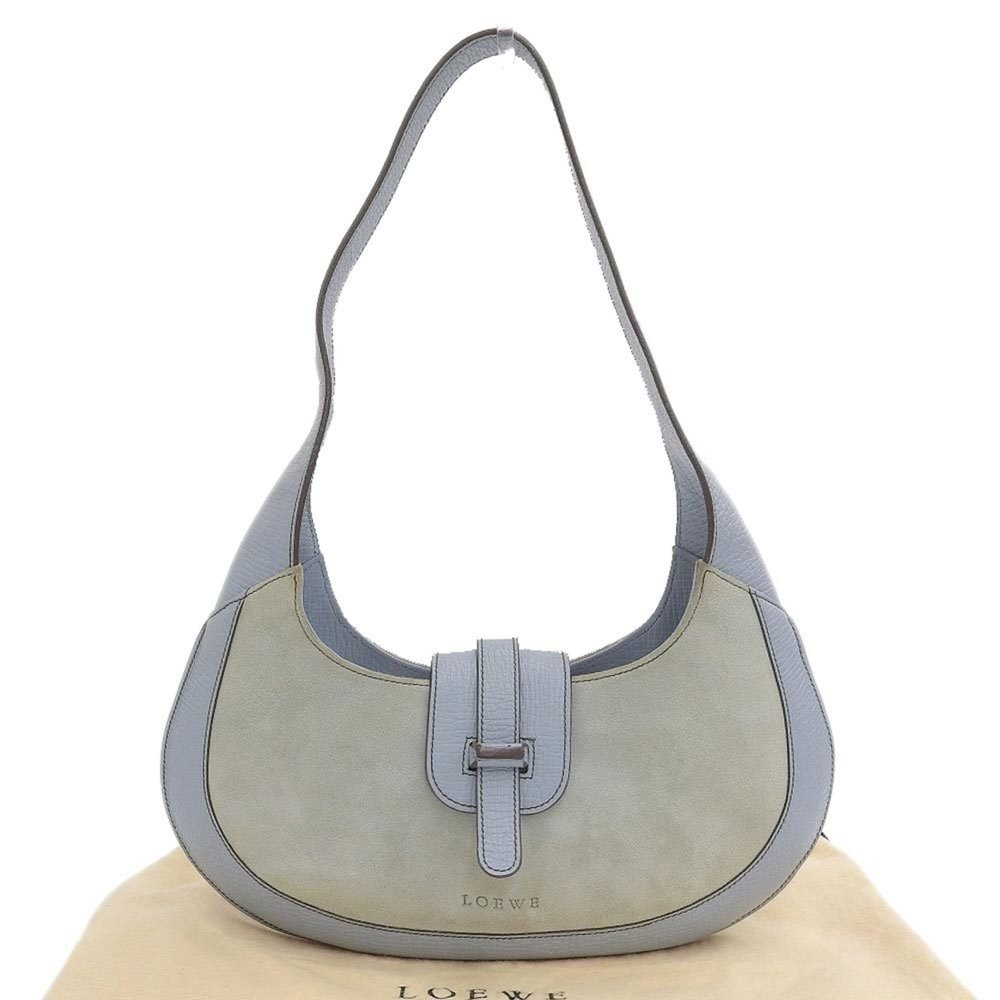 LOEWE hobo one shoulder bag suede leather light blue bicolor - Picture 1 of 10